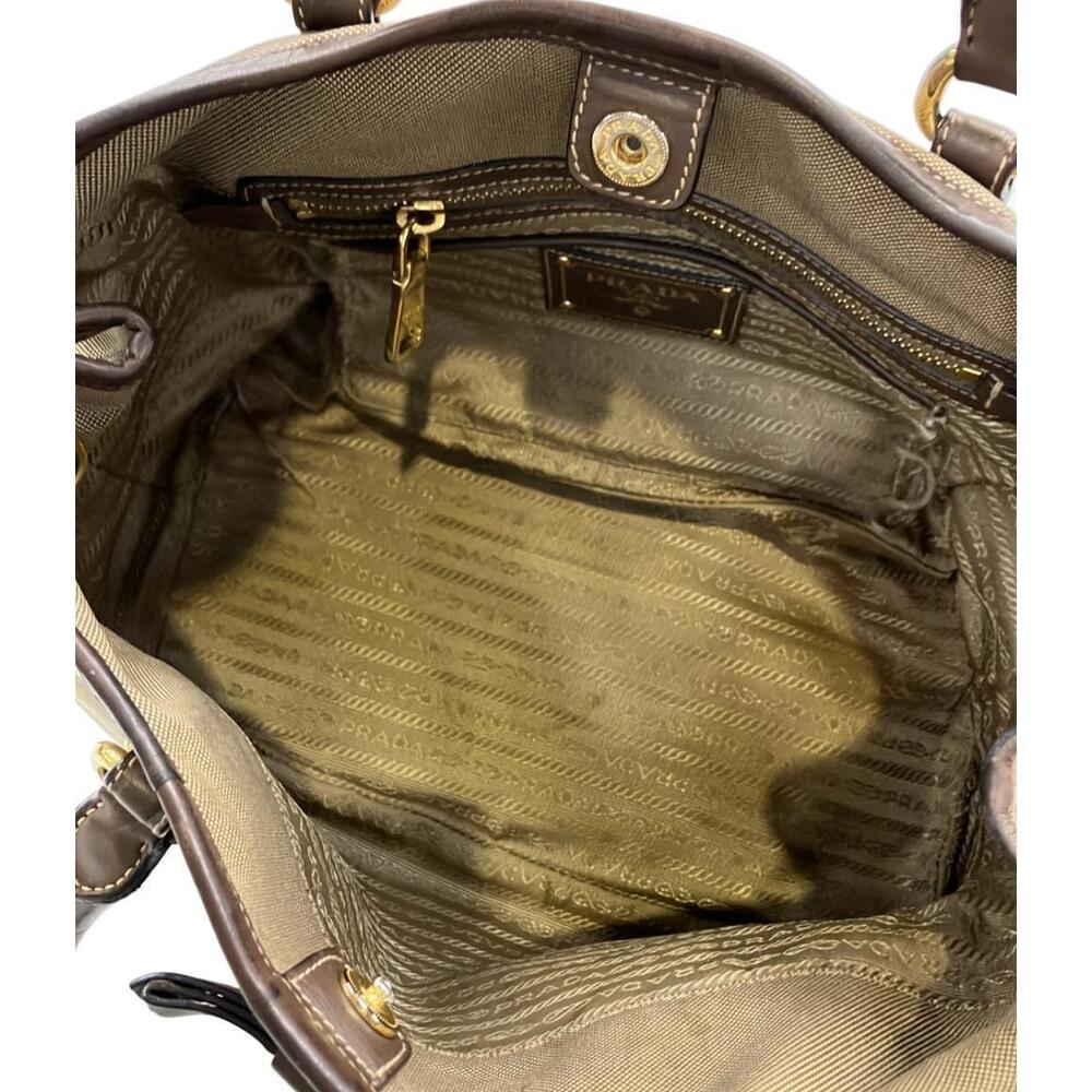 Prada Logo Jacquard Tote Shoulder bag brown leather - Picture 5 of 6